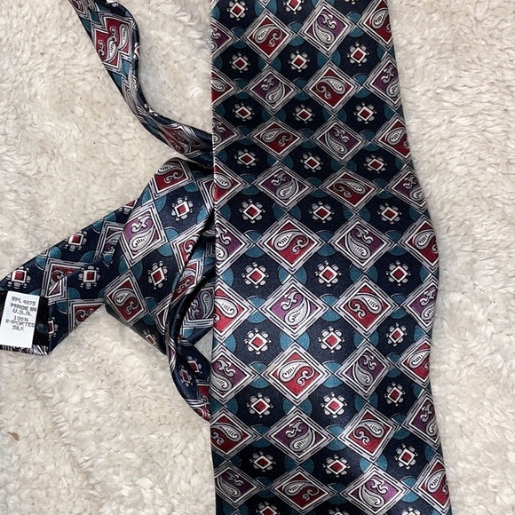 Oscar de la Renta Tie Bundle Silk and Polyester paisley Striped Abstract design - Picture 14 of 16